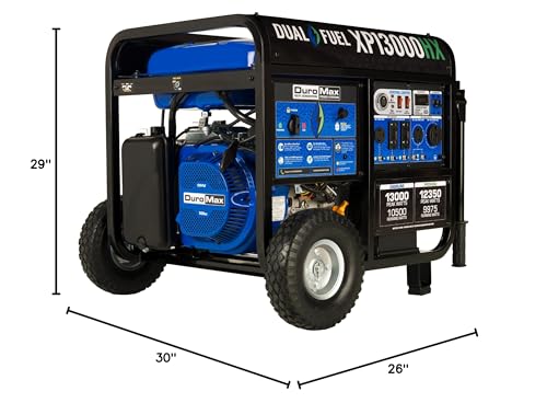 DuroMax XP13000HX Dual Fuel Portable Generator - 13000 Watt Gas or Propane Powered - Electric Start w/ CO Alert, 50 State Approved, Blue