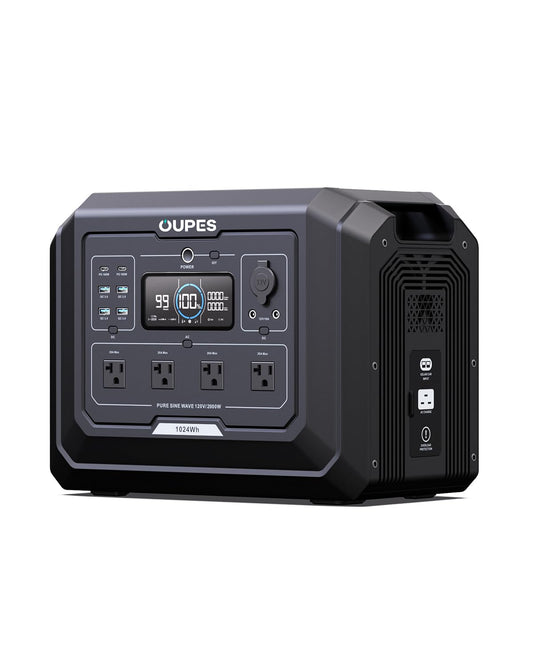 OUPES Mega 1 Portable Power Station 2000W (4500W Peak), 1024Wh LiFePO4 Battery Generator with 1400W AC Charging & 800W Solar Charging, Expandable to 5120Wh, for Home, Power Outages, Camping & RVs